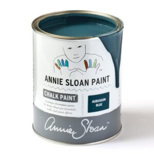 A can of Annie Sloan Chalk Paint in Aubusson Blue.