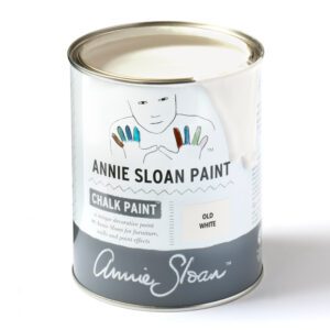 A can of Annie Sloan chalk paint in chalk white.